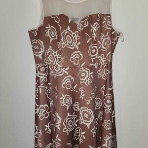 Trixxi Embroidered Floral V Neck Mesh Top Dress 3X